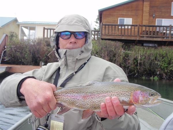 Doug braving the weather on the Fall River