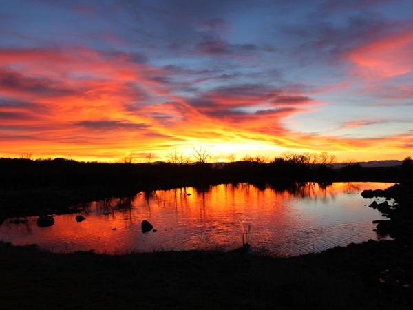Sunset view of the lower lake