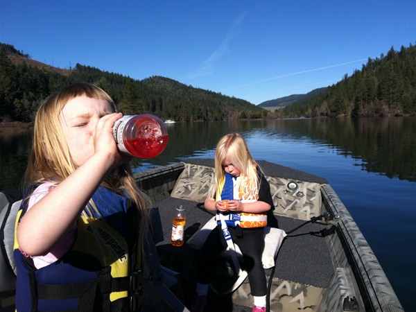 Madison and Mackenzie enjoying snack time