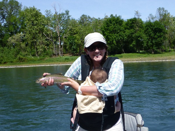 Jessica and Leila with a fish