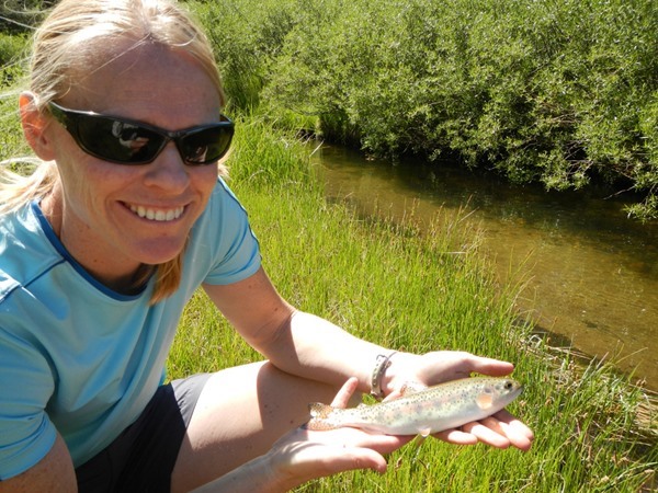 Katie with her first fish of the trip