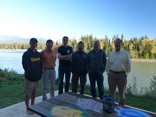 The crew on Z Boats deck overlooking the mighty Skeena