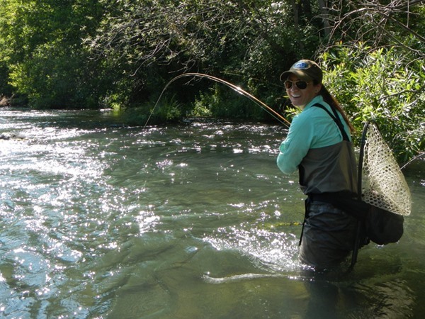 Leslie with a big fish on the line