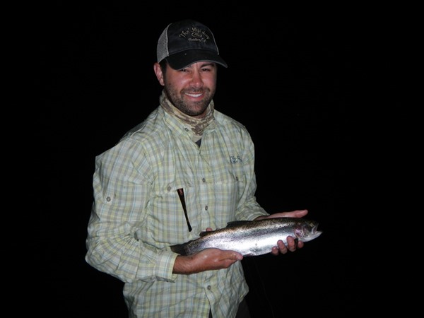 Tim with a nice fish tonight on the hex