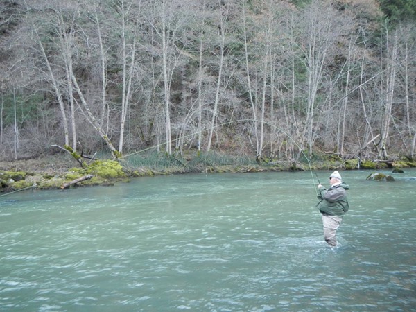 Mark with a big fish on the line