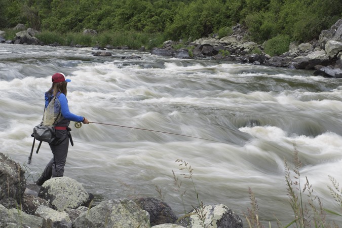 Leslie on a remote Nor Cal freestone river