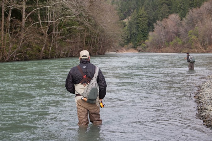 Father and son duo Tim and Dominic Bruno swinging the S. Fork Eel