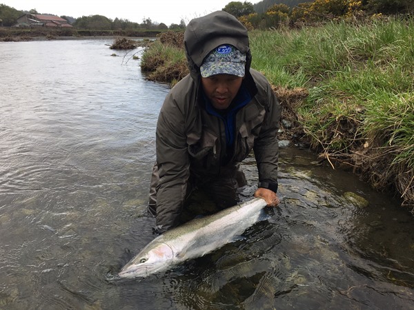 Gino's guest Ted with a huge steelhead