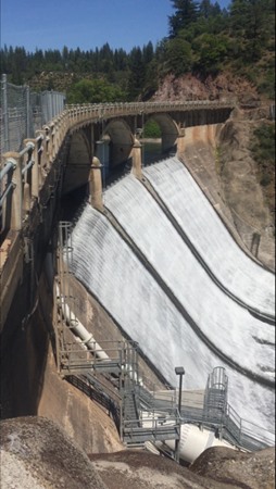 Big water everywhere. Lake Britton spilling into Pit #3