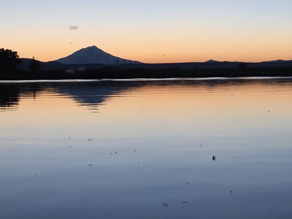Hex floating down Fall River with Soldier Mtn in the background