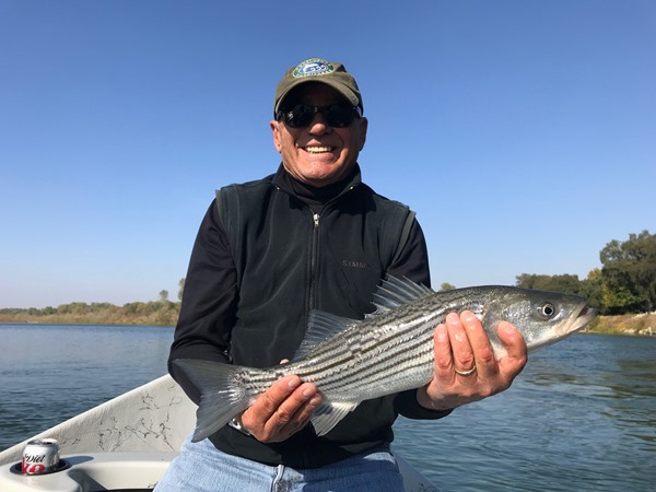 Bill made one cast and hooked up with this striper