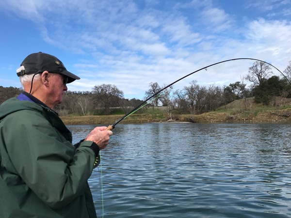 Bruce playing a fish