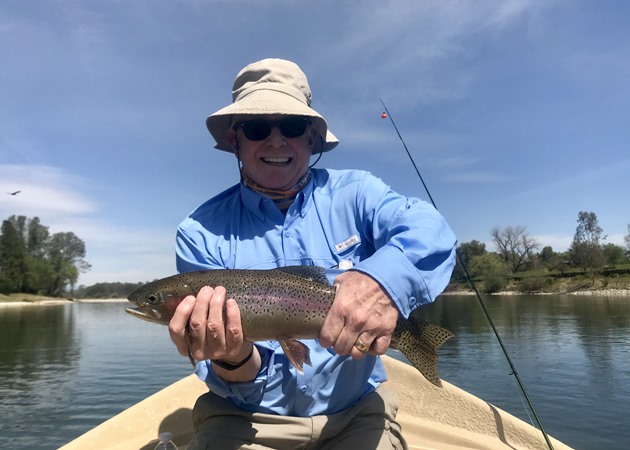 Tom with his first L.Sac rainbow