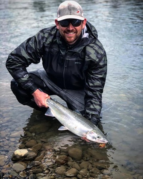 Jeff with his first coastal steelhead.