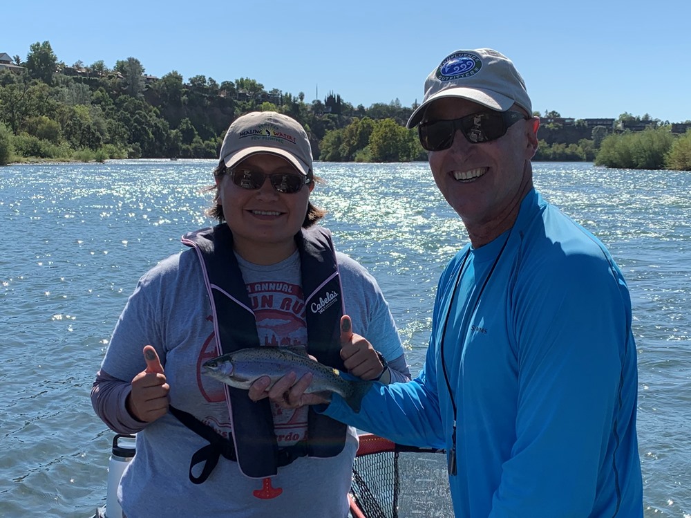 Martha's first fish on a fly rod!