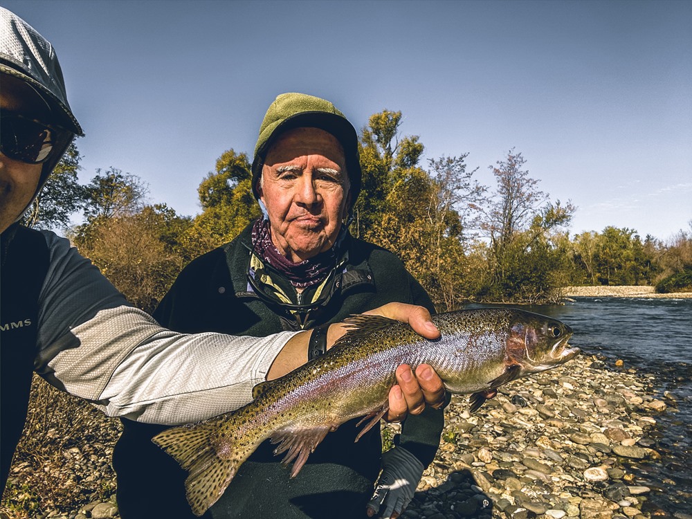 After a beautiful mend, Mike hooked this fish!