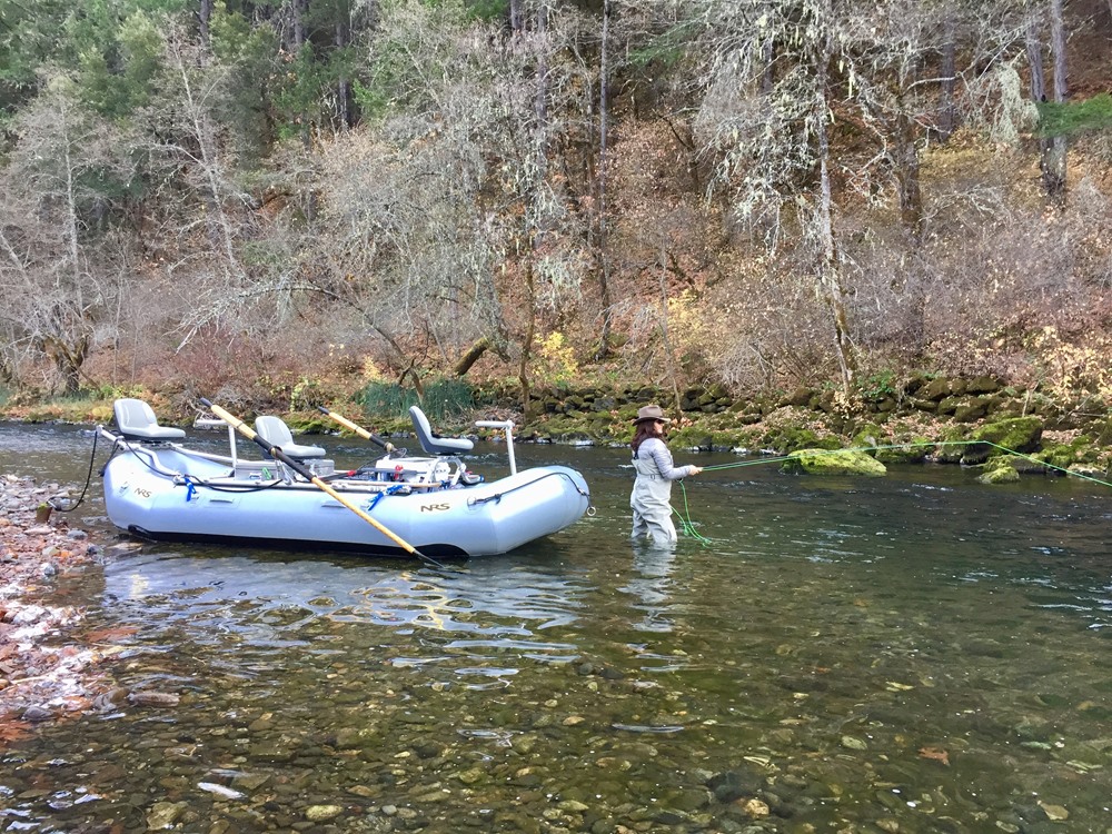 Kat gets out to fish a likely-looking run.