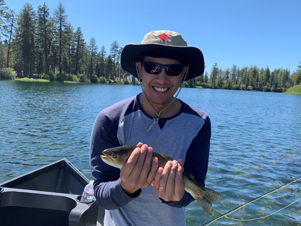 Chen with his first Manzanita Lake rainbow