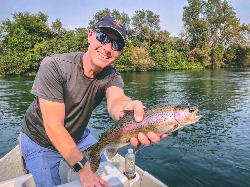 Steve was a great dad and took the back of the boat all day but still put fish in the net!