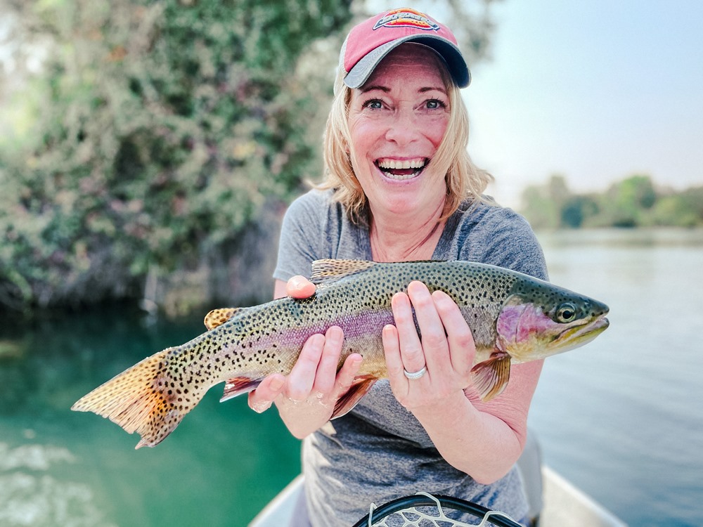 Cheryl learned how to cast a fly rod AND catch big fish!