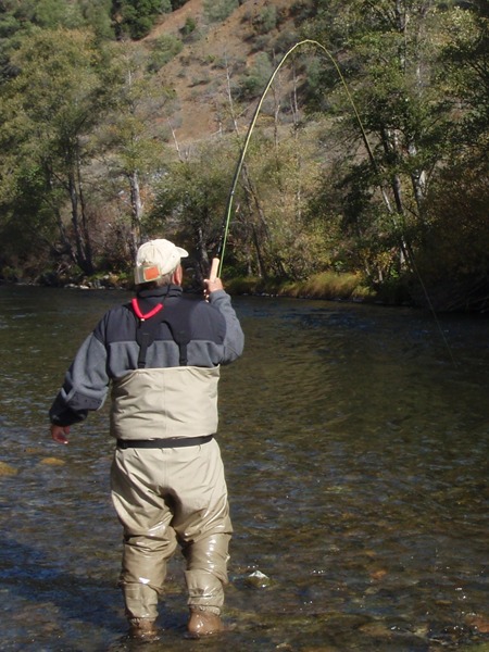 John hooked up on his first spey rod steelhead
