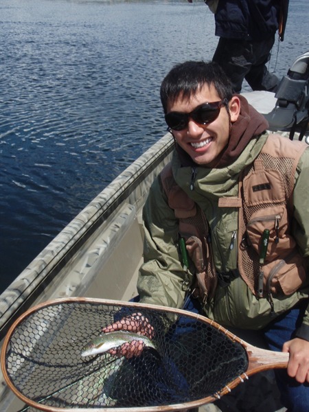 Dustin with a Fall River rainbow