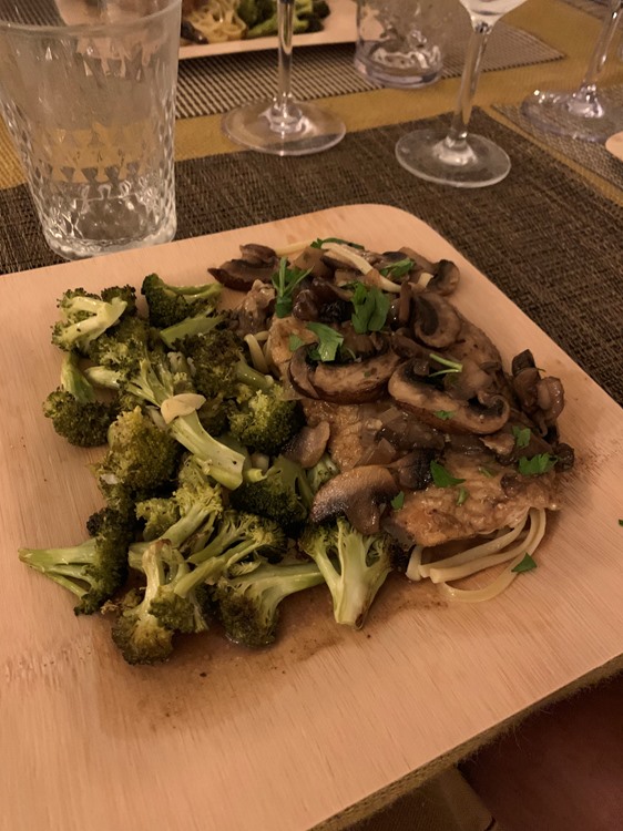 Chicken Marsala with roasted broccoli