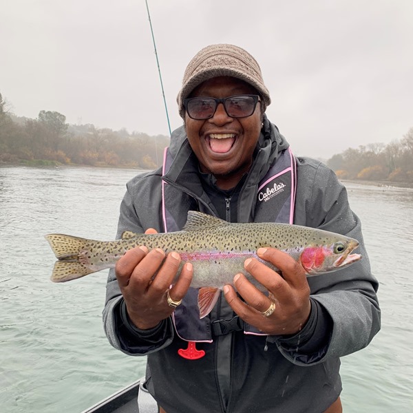 This is Patrick's first fish on a fly!