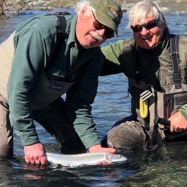 Bob and Roff with a dandy chrome steelhead