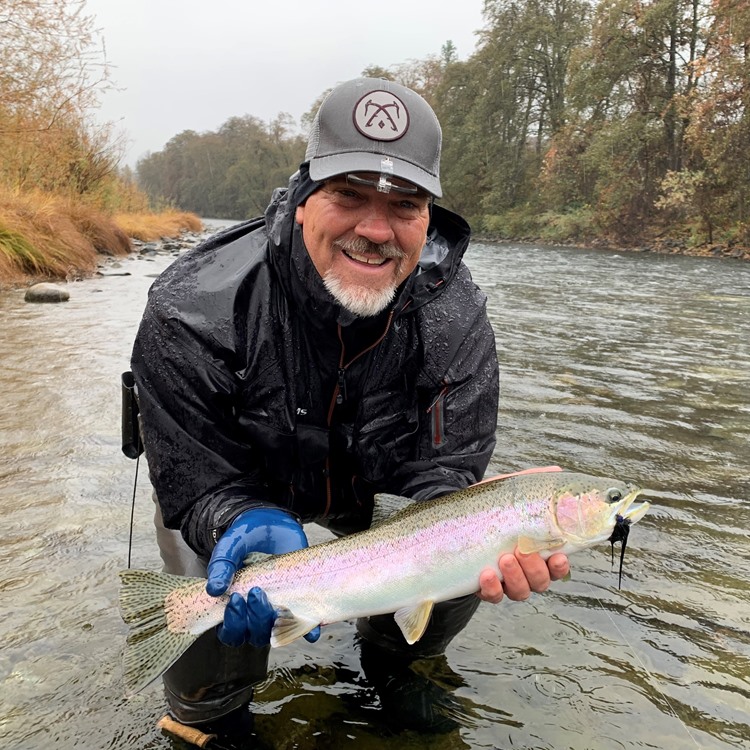 Jeff with his first steelhead on the swing!
