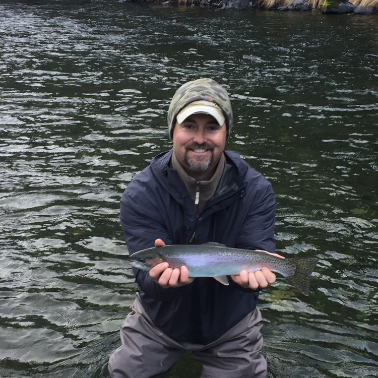 Matt with a small adult hatchery steelhead